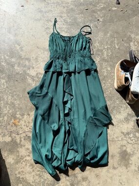 Miss Me Teal Ruffle Maxi Skirt